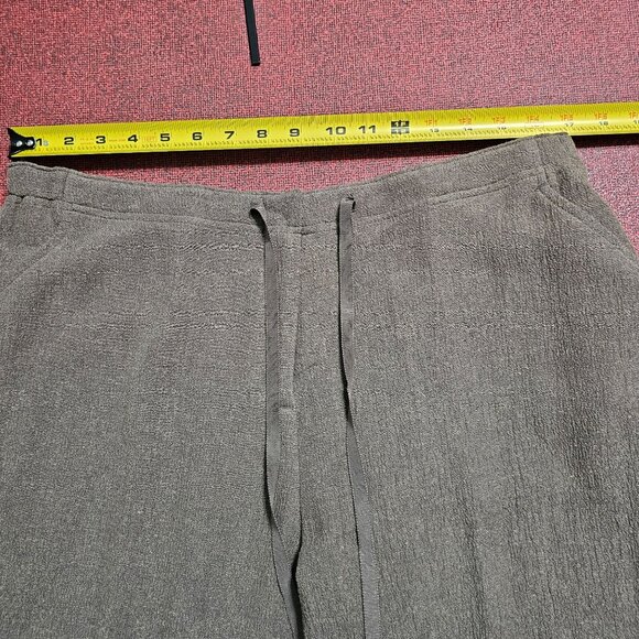 J. Jill Brown Wide-Leg Pants L Hemp/Silk/Organic Cotton Blend Stretch Drawstring - Picture 6 of 10